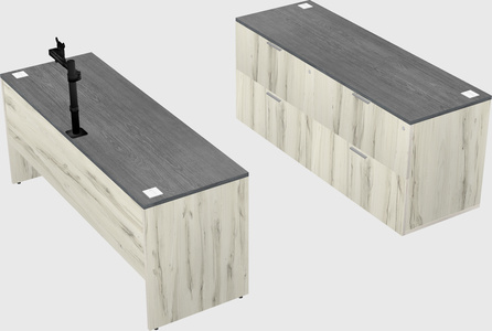 Parallel desk with credenza