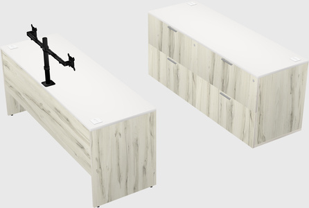 Parallel desk with credenza