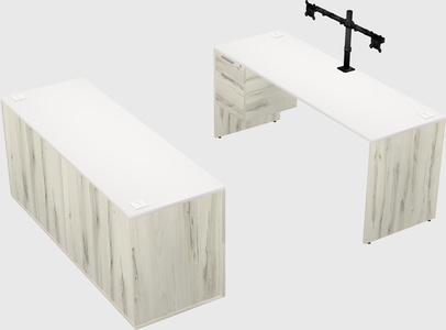 Parallel desk with credenza