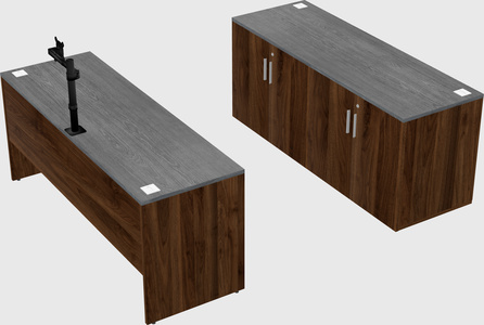 Parallel desk with credenza