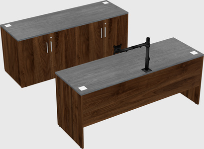 Parallel desk with credenza