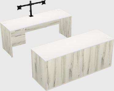 Parallel desk with credenza