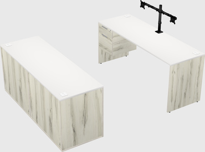 Parallel desk with credenza