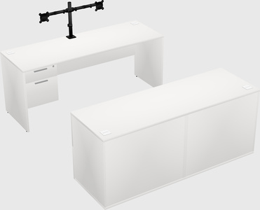Parallel desk with credenza