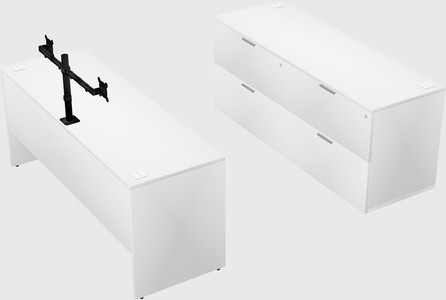 Parallel desk with credenza
