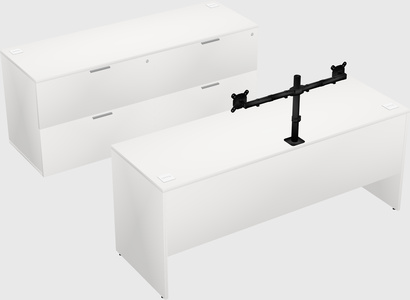 Parallel desk with credenza