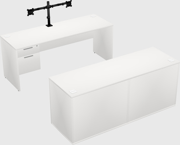 Parallel desk with credenza