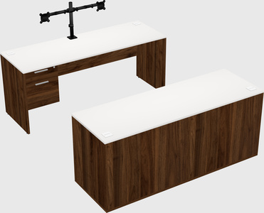 Parallel desk with credenza