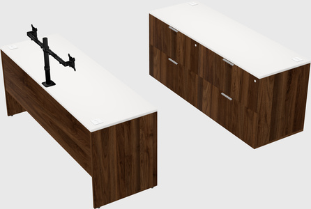 Parallel desk with credenza