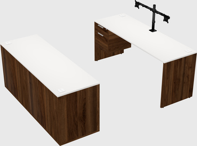 Parallel desk with credenza
