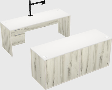 Parallel desk with credenza