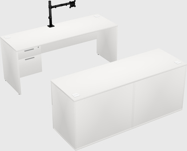 Parallel desk with credenza