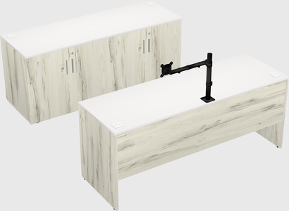 Parallel desk with credenza