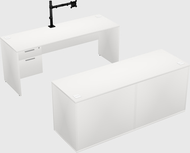 Parallel desk with credenza