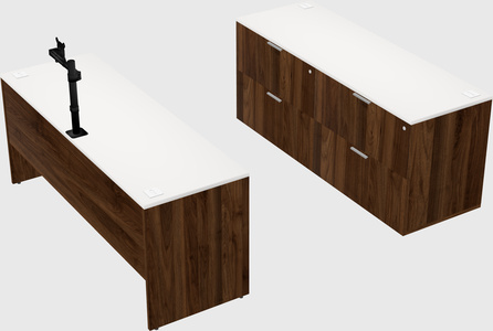Parallel desk with credenza