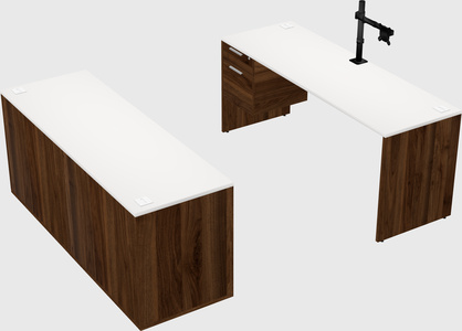 Parallel desk with credenza