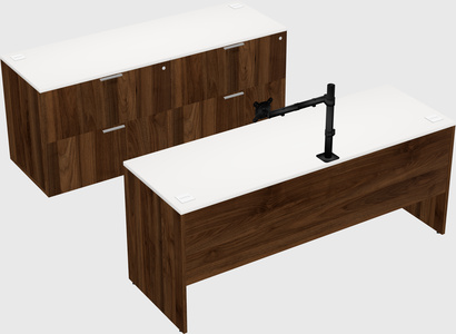 Parallel desk with credenza