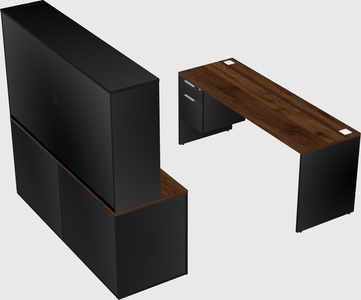 Parallel desk with credenza