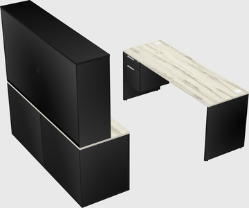 Parallel desk with credenza