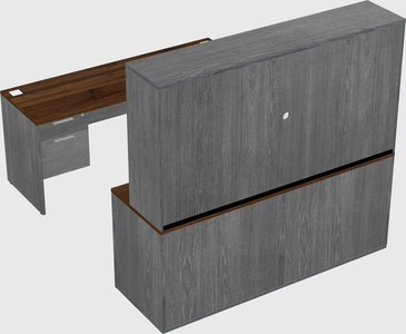 Parallel desk with credenza