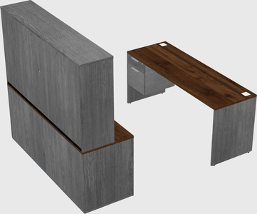 Parallel desk with credenza