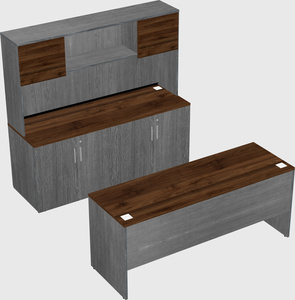Parallel desk with credenza