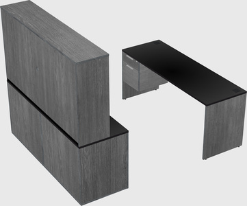 Parallel desk with credenza
