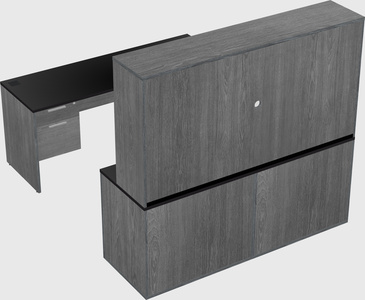 Parallel desk with credenza