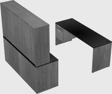 Parallel desk with credenza