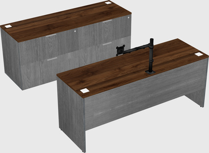Parallel desk with credenza