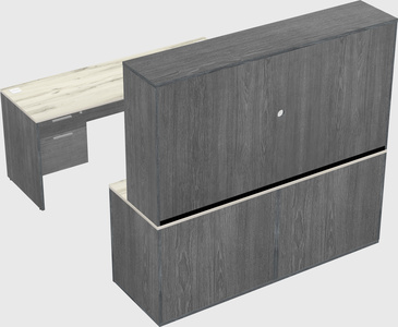 Parallel desk with credenza