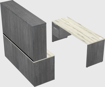 Parallel desk with credenza