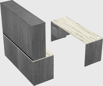 Parallel desk with credenza