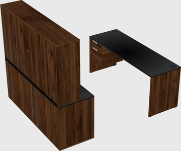 Parallel desk with credenza