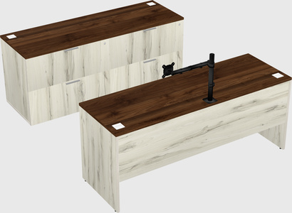 Parallel desk with credenza