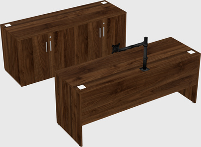 Parallel desk with credenza