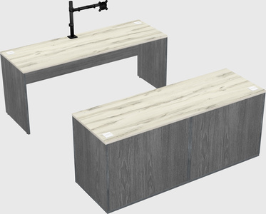 Parallel desk with credenza