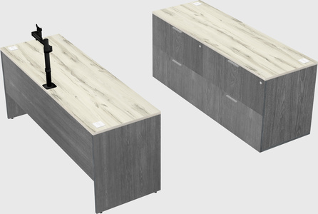 Parallel desk with credenza