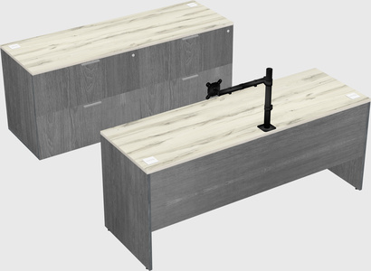Parallel desk with credenza