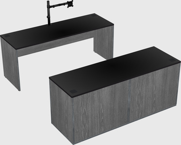 Parallel desk with credenza