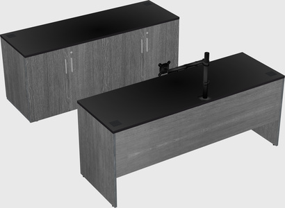 Parallel desk with credenza