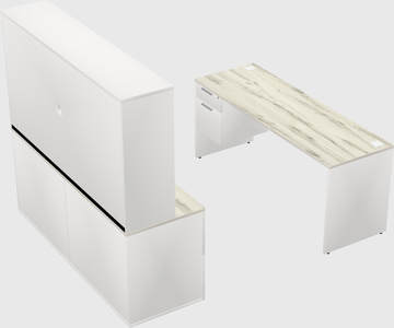 Parallel desk with credenza