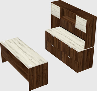 Parallel desk with credenza