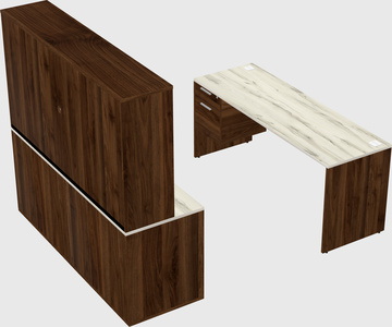 Parallel desk with credenza