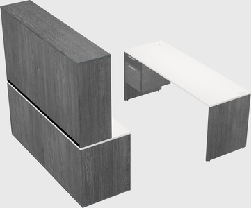 Parallel desk with credenza
