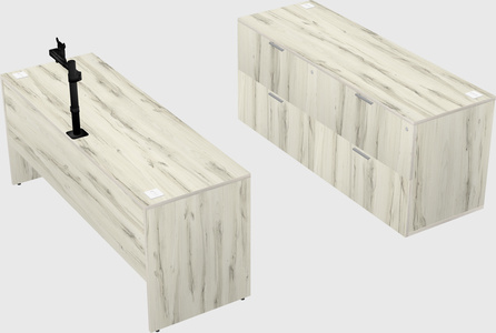 Parallel desk with credenza