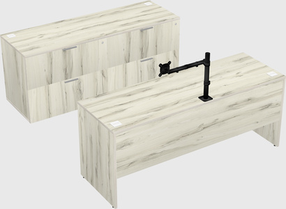 Parallel desk with credenza