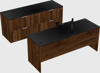 Parallel desk with credenza