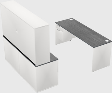 Parallel desk with credenza