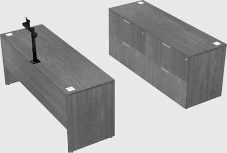 Parallel desk with credenza